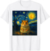 Hamster Starry Night Van Gogh Art for Men Women Kids T-Shirt - White