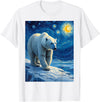 Polar Bear Van Gogh's Starry Night Wildlife Art Van Gogh's Starry Night Polar Bear Ice Bear Animal Lovers T-Shirt - White