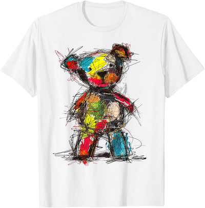Bear Drawing Colorful Art Animal Abstract Graphic Bear T-Shirt