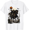 Midnight Horseman Gothic Halloween Vintage Headless Horseman Pumpkin Rider Haunted Halloween T-Shirt - White