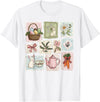 Floral Coquette Spring Easter Bunny Vintage Happy Easter T-Shirt in White