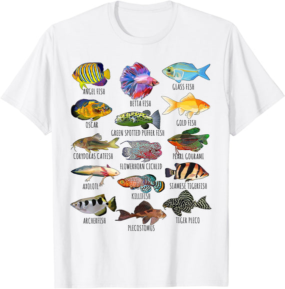 Do You Know Fish Co. Fishkeeping Fish Species Biology Types of Aquarium Fish T-Shirt - White