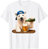 Funny Polar Bear Beer Happy Apparel Polar Bear Drinking Beer Funny Animal Meme Lovers Men Women T-Shirt - White