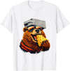Retro Bear with Cheese for Boys Funny Animal humor Retro Bear Eating Cheese with a Grater Hat T-Shirt - White