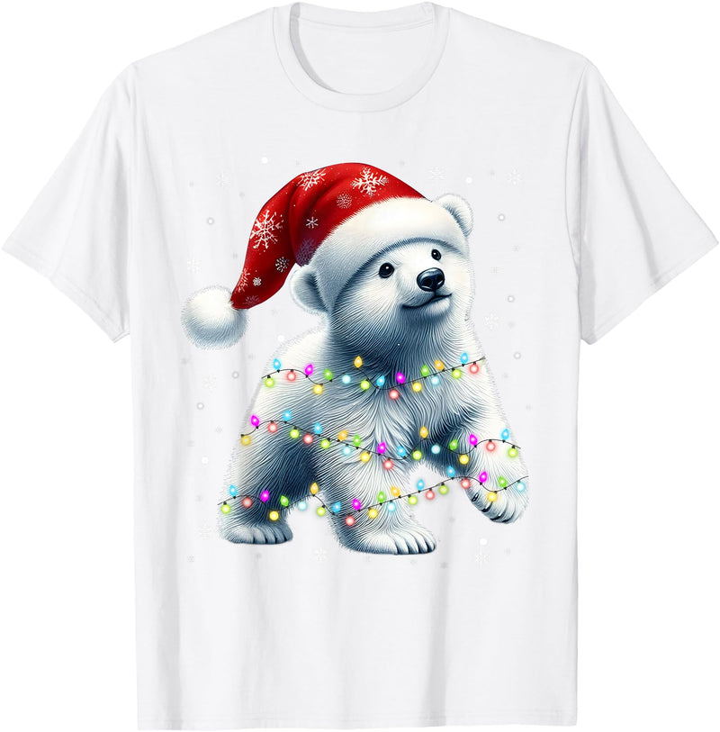 Santa Polar Bear Gift Tee Santa Polar Bear, Christmas, Men Women Kids, Bear Lover T-Shirt - White