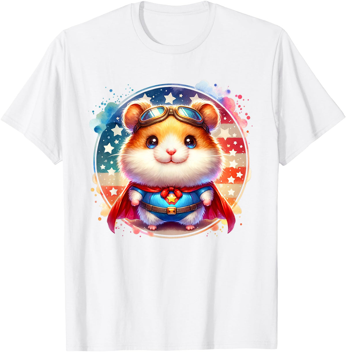 Cute Fluffy Super Hero Hamster Superhero Hamster T-Shirt - White