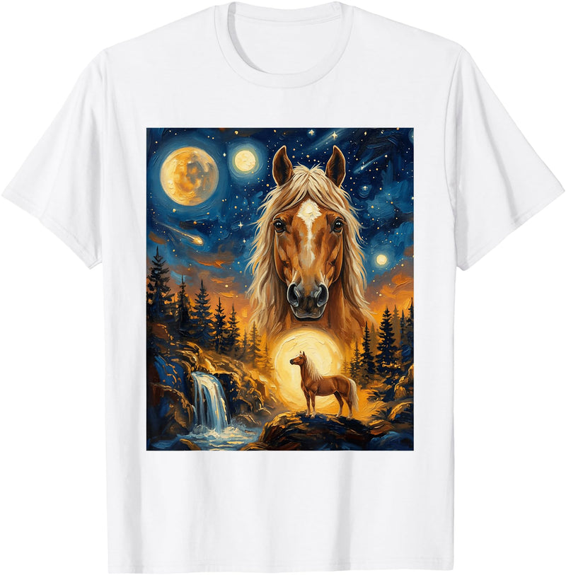 Funny Horse Vintage 90s Graphic Horse Howling to The Moon T-Shirt - White