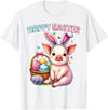 Farm Animal Lovers Cute Pig Easter Holiday Gifts Happy Easter Farm Animal Pig Lovers Bunny Women Kids Girls T-Shirt - White