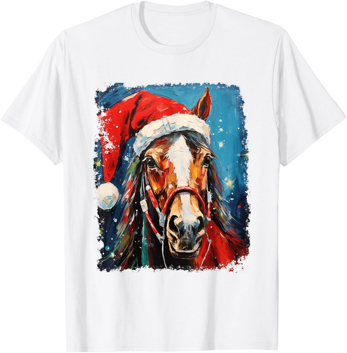 AnimalGraphicPrints Horse Christmas T-Shirt - White