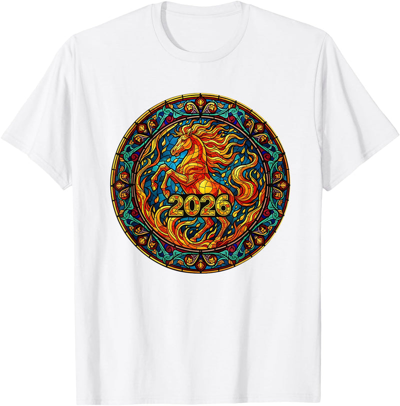 Chinese New Year 2026 Year Of The Fire Horse Lunar 2026 Year of The Fire Horse Chinese New Year Lunar Festival T-Shirt - White