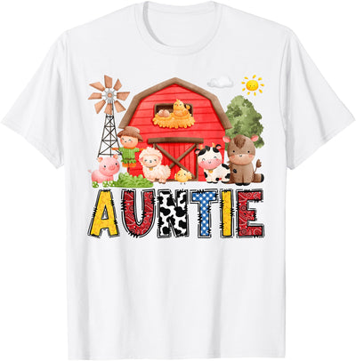 Farm Cow Birthday Boy Party Matching Auntie Matching Family T-Shirt