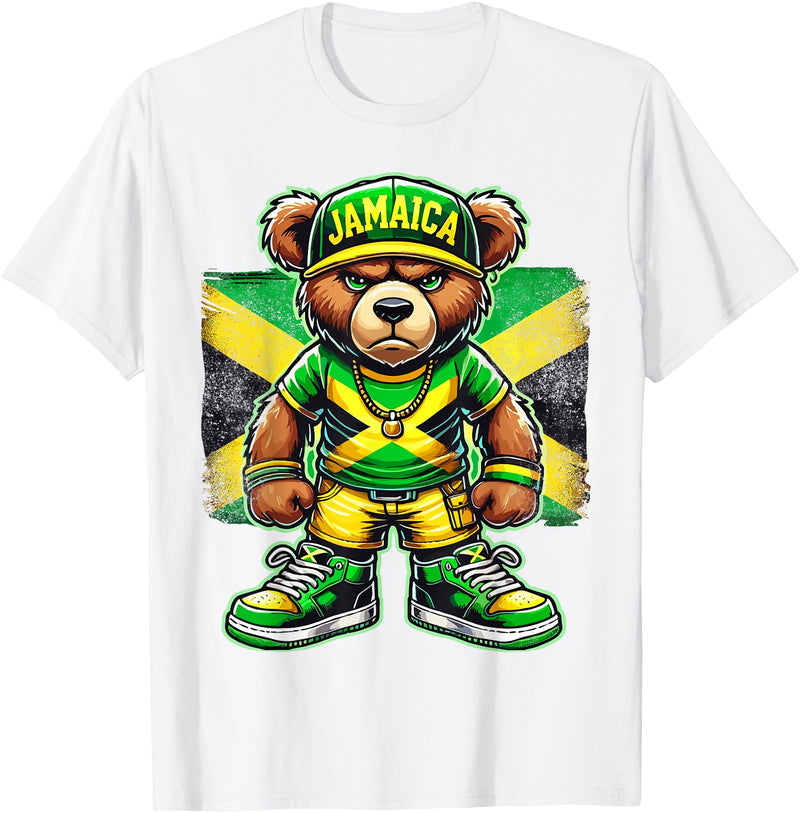 Jamaica Flag Lover Jamaica Flag Teddy Bear Jamaican T-Shirt - White