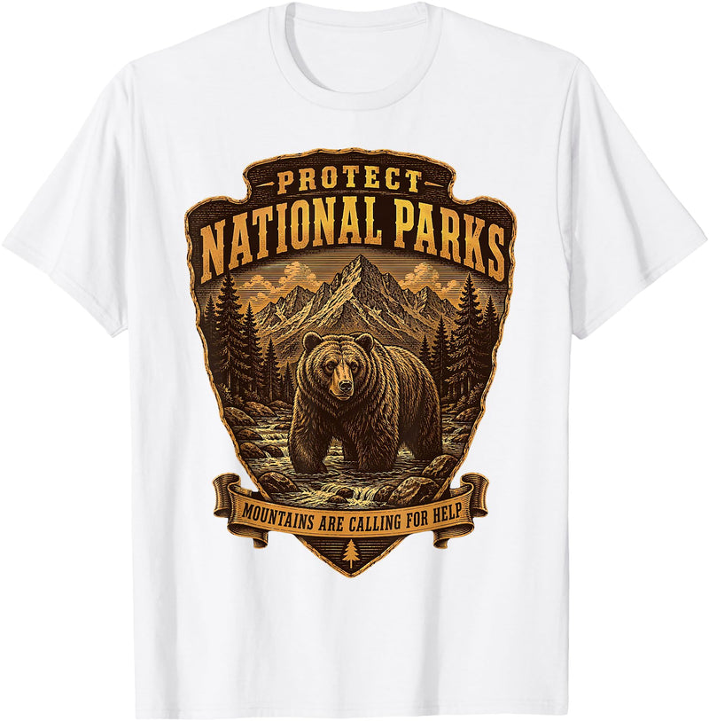 National Parks Conservation Co Protect National Parks Bear Vintage Arrowhead Badge Apparel T-Shirt - White