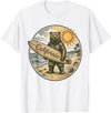 Retro Coastal Surf Bear Vintage Beach Apparel Vintage California Surf Bear Beach Retro Coastal Summer T-Shirt - White