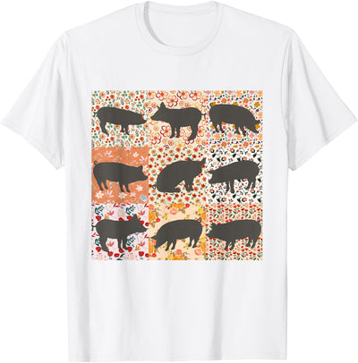 Pig Mom Pig Lover Show Mom Farm Life Farmer Floral Boho Pig T-Shirt