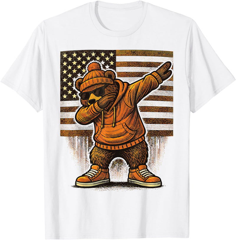 Vintage Dabbing Bear Retro Humor Gift Co Vintage Dabbing Bear Funny Retro Graphic T-Shirt - White