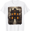 Vintage Haunted House Ghost Halloween Costumes Vintage Ghost Haunted House Scary Halloween Costume Spooky T-Shirt - White