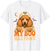 Poodle Moon Paws Poodle Halloween Cute Ghost Dog My Boo Has Paws T-Shirt - White