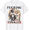 Skeleton Bachelorette Halloween Wedding Bride Babe Fucking Finally Bridesmaid Skeleton Bride Groom Halloween T-Shirt - White