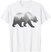 Dramabite Bear Double Exposure Surreal Wild Animals T-Shirt - White