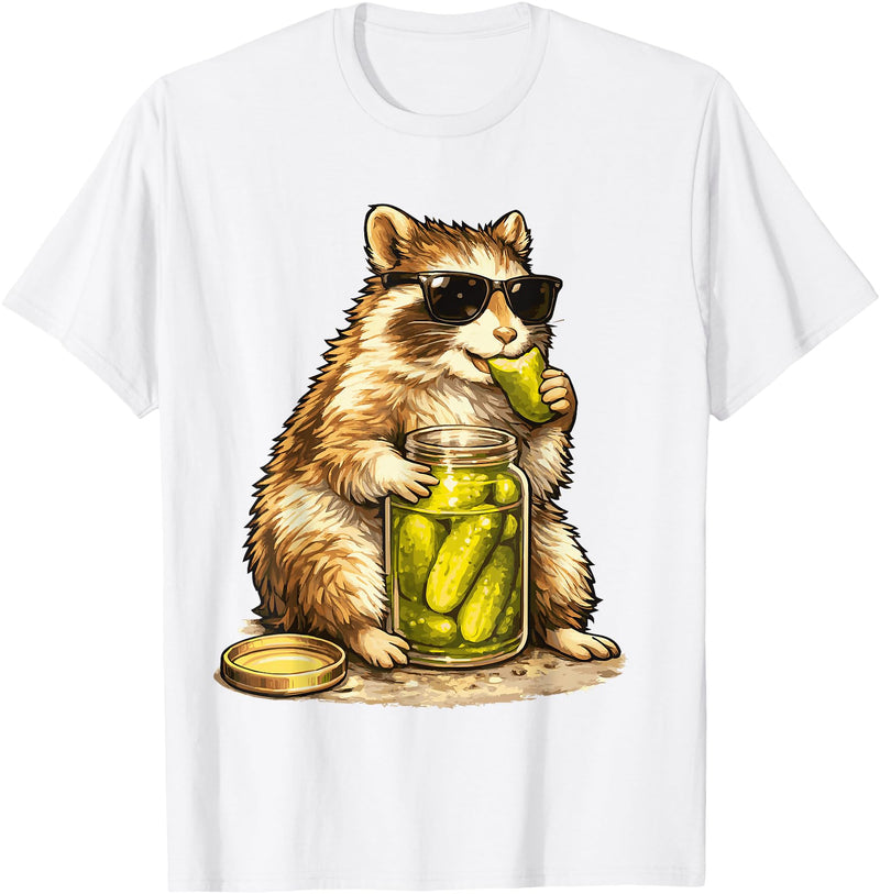 Pickle Munching Guinea Pig Designs Funny Guinea Pig Pickle Lover T-Shirt - White