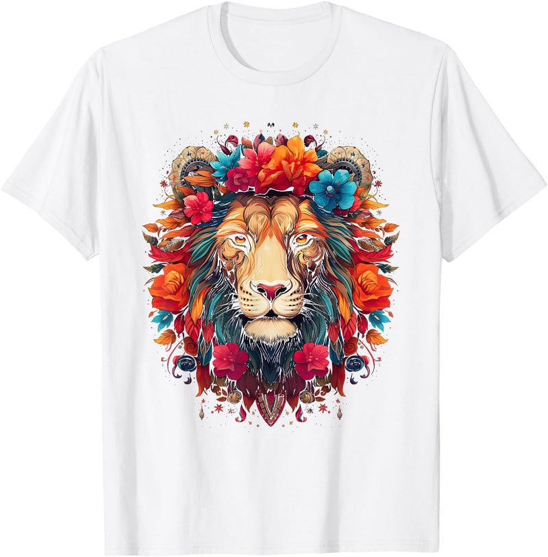 Cool Lions, Dia de Muertos Designs Lion colorful lions From Africa Day of the Dead T-Shirt - White