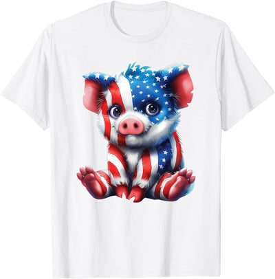 Red White and Blue Baby Pig T-Shirt