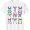 Cute Easter Day Coquette Bow Rabbit Easter Bunny Girls T-Shirt in White