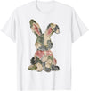 Funny Bunny Crochet Patchwork Camo Rabbit Happy Easter Day T-Shirt (Black) in White