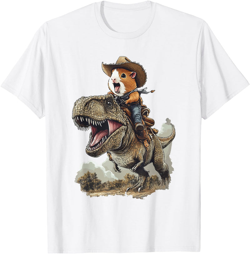 Animal Cowboy Guinea Pig Rex Cowboy T-Shirt - White