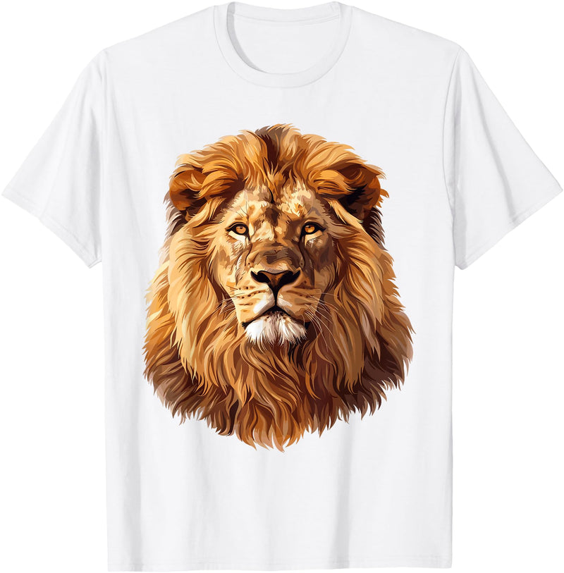 Lions and African Animals Design Lion T-Shirt - White
