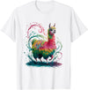 Colorful Watercolor Animal Designs Lama Men's Women's Colourful Watercolour Llama T-Shirt - White