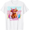 Highland Cow Easter Cute Western Farm Apparel Howdy Easter Cute Highland Cow Bunny Ears Western Easter T-Shirt - White