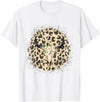 Funny Leopard Cow Skull designs Funny Leopard Cow Skull print Flower Rustic Turquoise T-Shirt - White
