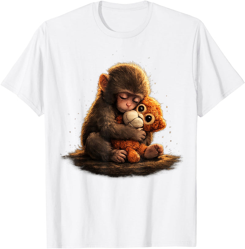 CONLEE Cute Baby Monkey Punch Viral Zoo Japan Design T-Shirt - White
