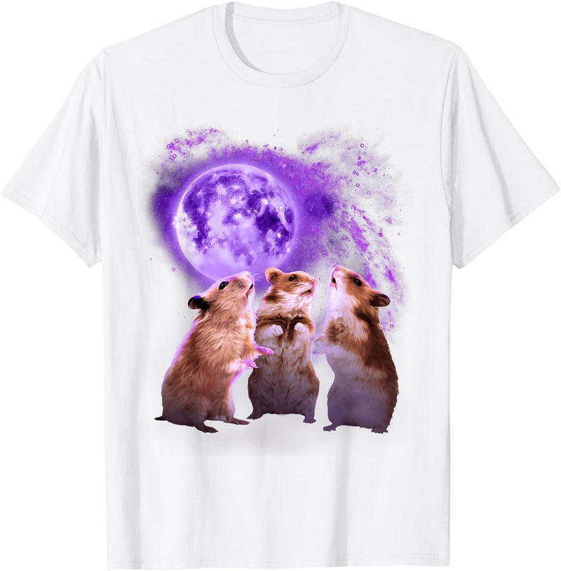 Hamsters Howling at The Moon Shirt - Funny Hamster T-Shirt - White