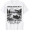 Fisher of Man Mark 1:17 Christian Scripture Jesus Fishing T-Shirt - White