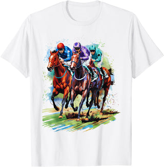 Horse Lover Gift Co. Funny Horse Racing Jockey Racer Derby Rider Race Track T-Shirt - White