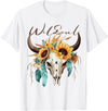 Wild Soul Boho Cow Skull Sunflowers Mothers Day Wild Soul Boho Cow Skull Sunflower Vintage Western T-Shirt - White
