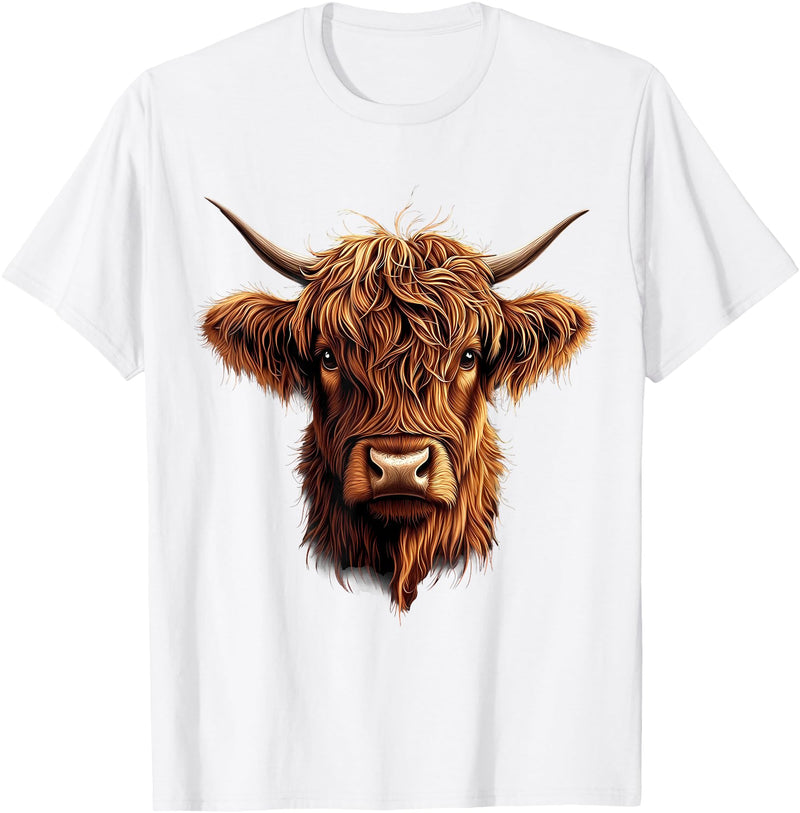 Cute Scottish Highlander Cattle Designs Scottish Highland Cow Messy Bun Scottish Highlander Cow T-Shirt - White