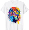 Lion lover on Lion kids, women, men apparel Artistic Colorful Pop Art painted Lion T-Shirt - As Pictured