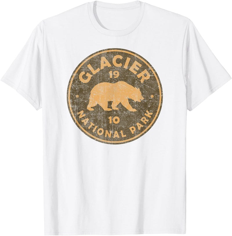 Vintage Glacier National Park Souvenir Shirts Retro Glacier National Park Montana Women Men Kids Hiking T-Shirt - White