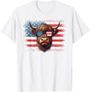 Funny Cute Highland Cow 4th Of July Farmer Gifts Highland Cow American Flag Farm Cow Lover Patriotic Vintage Style T-Shirt -