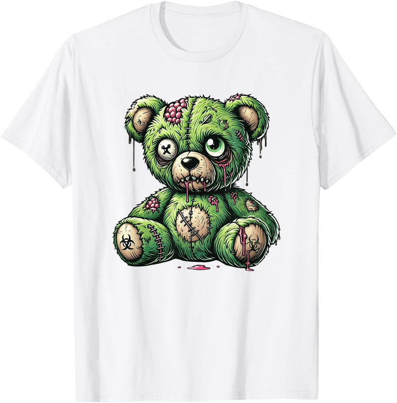 Nerdy Dreamaz Designs Zombie Bear Halloween Zombie Teddy Zombie Lover T-Shirt - White