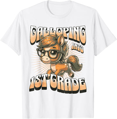 Galloping Into 1st Grade Cute Horse Back to School Kids T-Shirt
