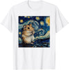 Hamster Van Gogh Style Starry Night T-Shirt - White