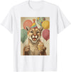 Animal Zoo Mountain Lion Birthday Apparel Mountain Lion Retro Art Print Birthday Party Cupcake T-Shirt - White