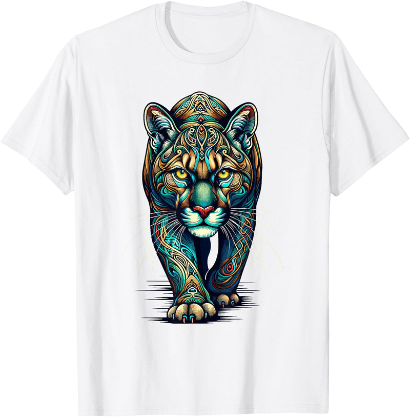 Cougars Gift For A Cougar Lover Mandala Art Cougars Cougar Mountain Lion Puma T-Shirt - White