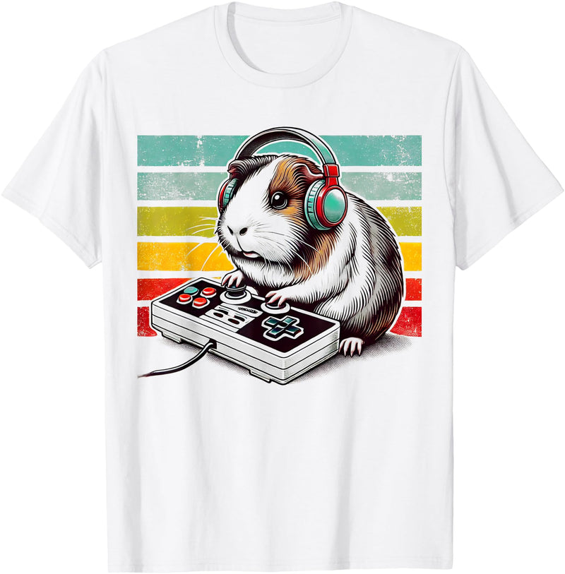 Guinea Pig Gamer BY TEERA Guinea Pig Gamer - Video Gaming Animal Rodent Lover T-Shirt - White