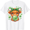 St. Patricks Day Highland Cow Blowing Bubblegum Celebrate St Patricks Day T-Shirt - White